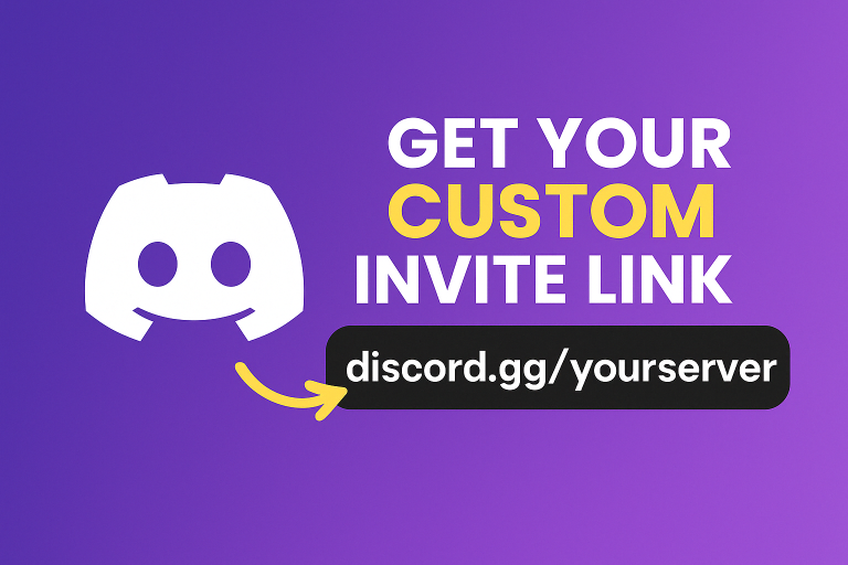 Discord tutorial thumbnail showing how to get a custom invite link with discord.gg/blustboosts using server boosts