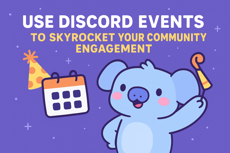 Cute Wumpus character celebrating Discord Events with a calendar and party horn, promoting community engagement in 2025.