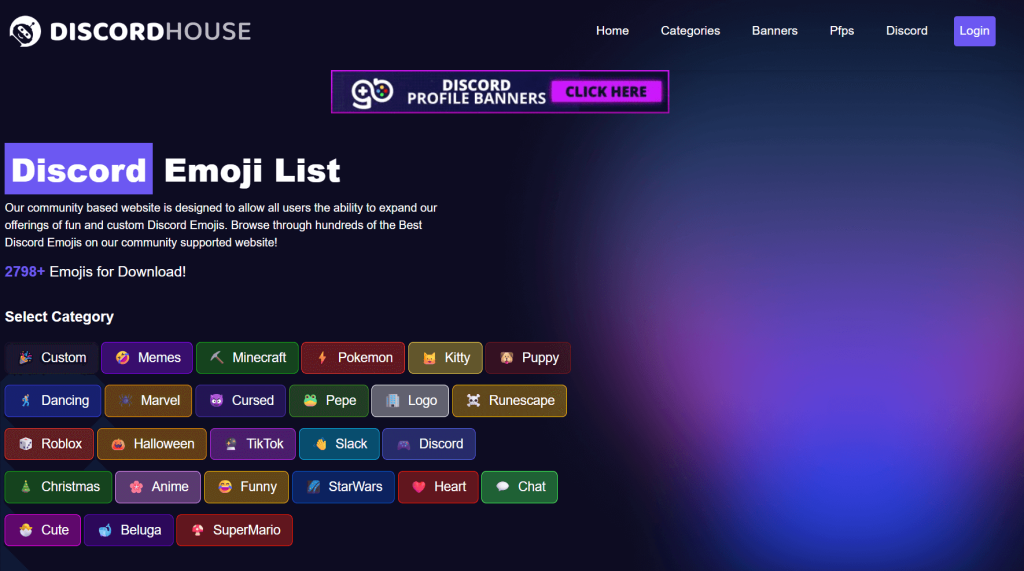 Discord house homepage