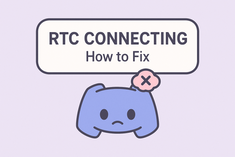 Cute illustration showing Discord RTC Connecting error and how to fix it in 2025