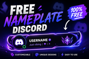 Free Discord nameplate guide showing how to customize your profile without Nitro with styled username example and tutorial preview